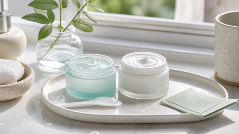 Gel cream and ceramide cream textures compared for dehydrated oily skin